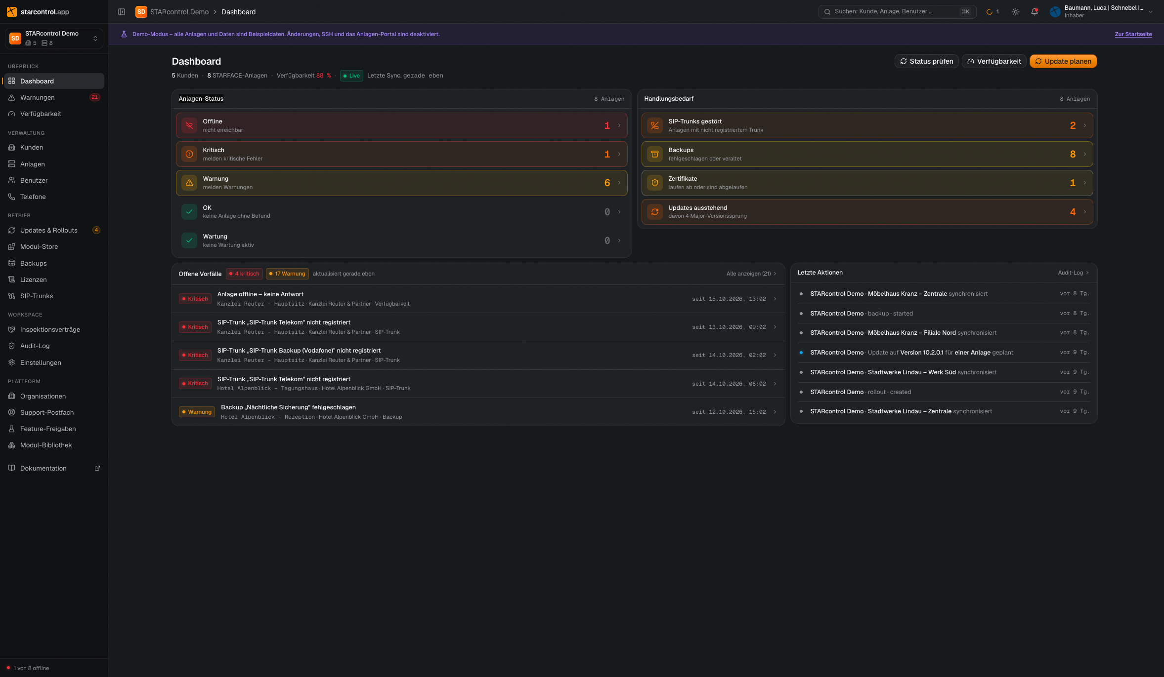 Screenshot STARcontrol